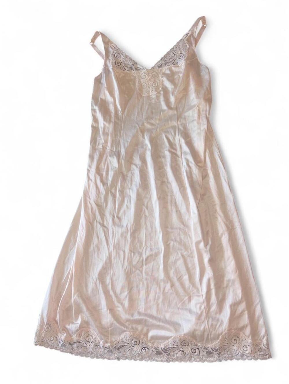 White lace slip dress with floral embroidery and lace trim